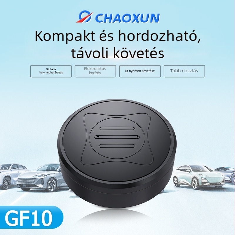 GF10 autós GPS nyomkövető — kompakt és hordozható, TF-kártya támogatás, GPS pontosság 1–50 m, 72 h akkumulátor, mindennapos vízállóság, USB táplálás