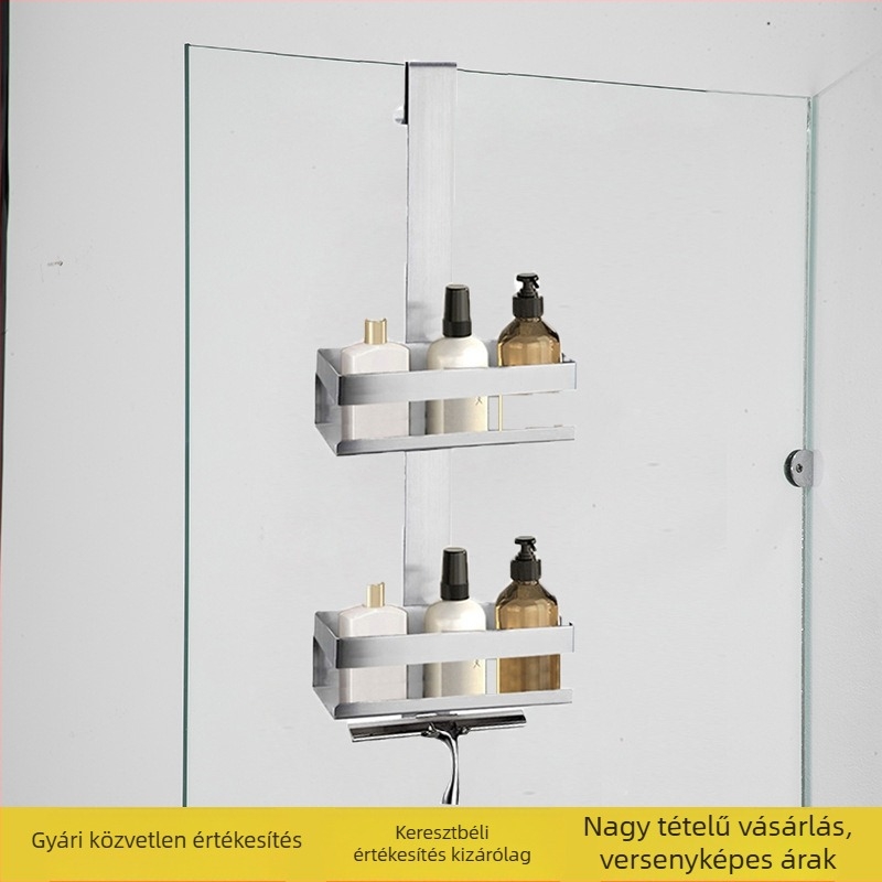 Fali fürdőszobai tárolóállvány rozsdamentes acélból, modell Sa51, 2-szintes, teherbírás 30 kg, márka Lairle