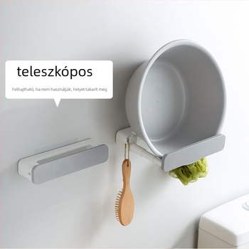 Fali mosdó tároló – szívó rögzítés, fúrás nélkül, műanyag, 1 szint, fürdőszoba