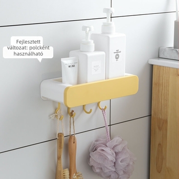 Fali mosdó tároló – szívó rögzítés, fúrás nélkül, műanyag, 1 szint, fürdőszoba