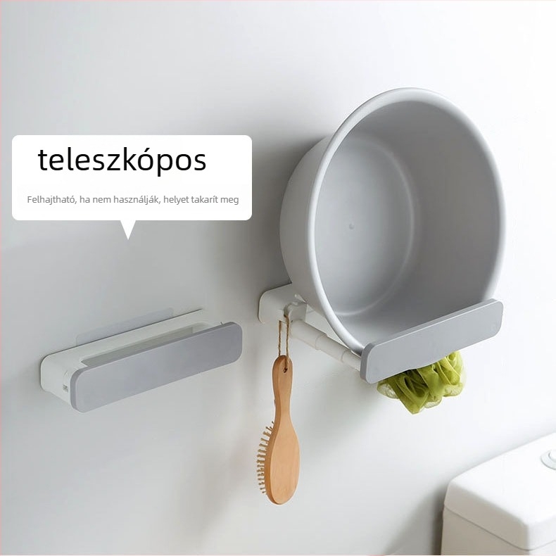 Fali mosdó tároló – szívó rögzítés, fúrás nélkül, műanyag, 1 szint, fürdőszoba