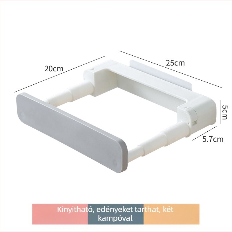 Fali mosdó tároló – szívó rögzítés, fúrás nélkül, műanyag, 1 szint, fürdőszoba