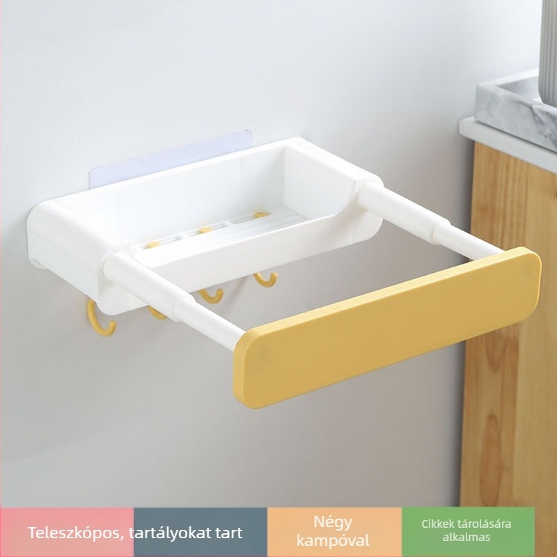 Fali mosdó tároló – szívó rögzítés, fúrás nélkül, műanyag, 1 szint, fürdőszoba