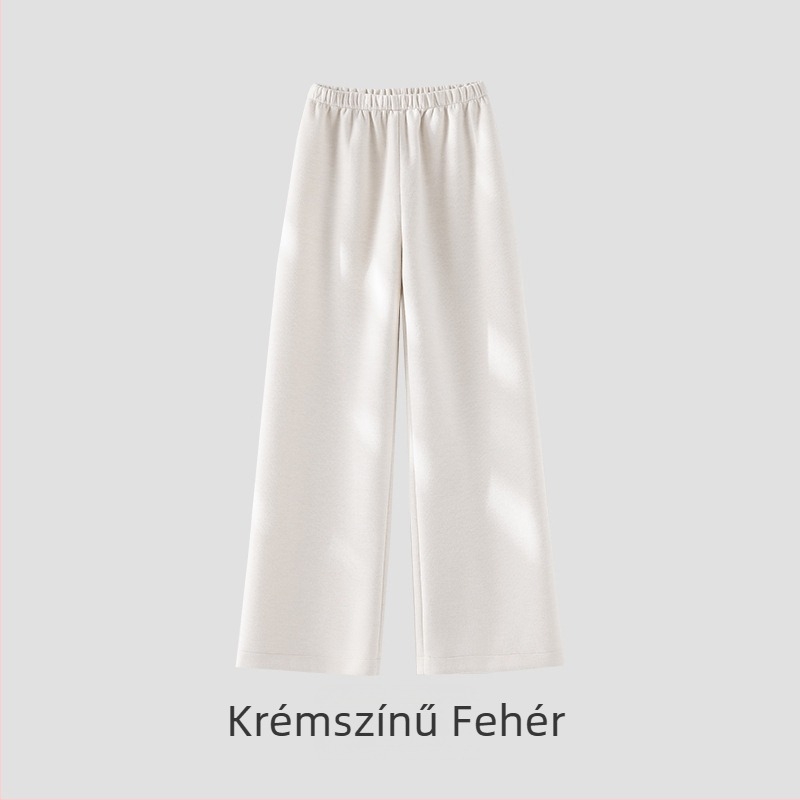 Női gyapjú-acetát keverék egyenes-széles szabású nadrág, magas derék, elegáns üzleti stílus, őszi-téli 2025