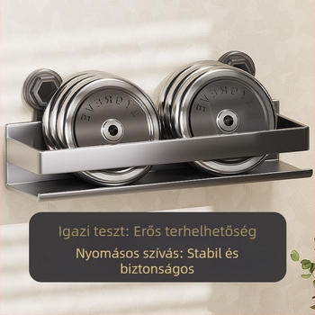 Két szintes falra szerelhető fürdőszobai tároló vákuumos rögzítéssel, fúrás nélkül (Modell ZWJ-023; Anyag: Vas; Felületkezelés: Spray műanyag; Teherbírás: 10 kg)