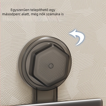 Két szintes falra szerelhető fürdőszobai tároló vákuumos rögzítéssel, fúrás nélkül (Modell ZWJ-023; Anyag: Vas; Felületkezelés: Spray műanyag; Teherbírás: 10 kg)