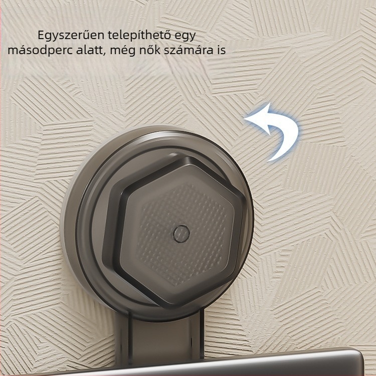 Két szintes falra szerelhető fürdőszobai tároló vákuumos rögzítéssel, fúrás nélkül (Modell ZWJ-023; Anyag: Vas; Felületkezelés: Spray műanyag; Teherbírás: 10 kg)