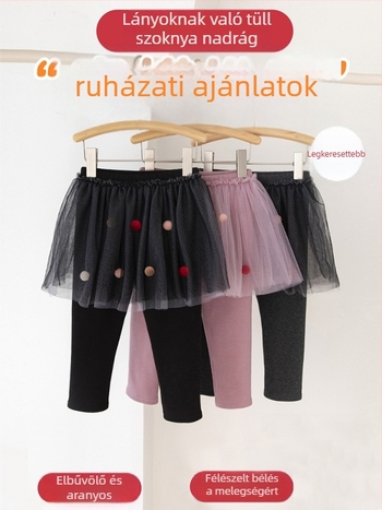 Lányoknak készült fleece-béléses termikus nadrág, középmagas derekú, elasztikus öv, 95% pamut, puha felület