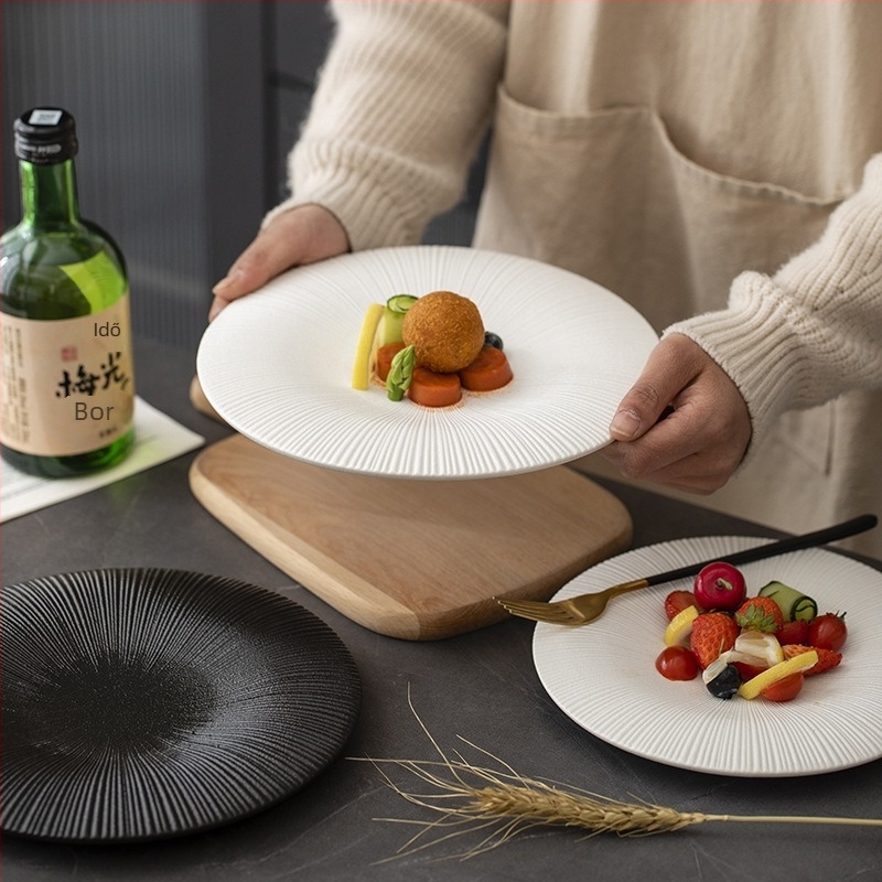 Chenqi porcelán kerek tányér, modern minimalist stílus, mikróhullámú sütőben használható, egyszínű