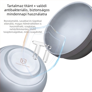 Rozsdamentes acélból készült tál titán tisztítás felülettel, kültéri stílus, kerek formájú, mikrohullámú sütő nem használható