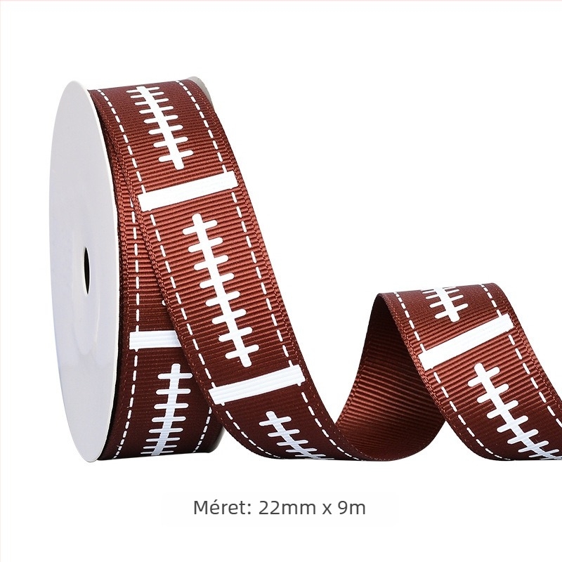 DIY hajszalag rugby témában – poliészter szatén szalag, nyomtatott minta, alkalmas hajkiegészítőkhöz, fejpántokhoz és masnikhoz