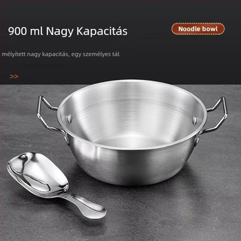 304 rozsdamentes acél instant tészta tál fedéllel, medve alakú dupla fogóval, kettős funkciójú, hordozható kollégiumi tál