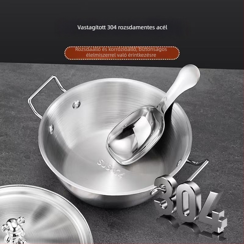 304 rozsdamentes acél instant tészta tál fedéllel, medve alakú dupla fogóval, kettős funkciójú, hordozható kollégiumi tál