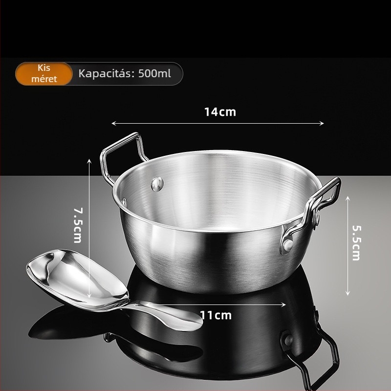 304 rozsdamentes acél instant tészta tál fedéllel, medve alakú dupla fogóval, kettős funkciójú, hordozható kollégiumi tál