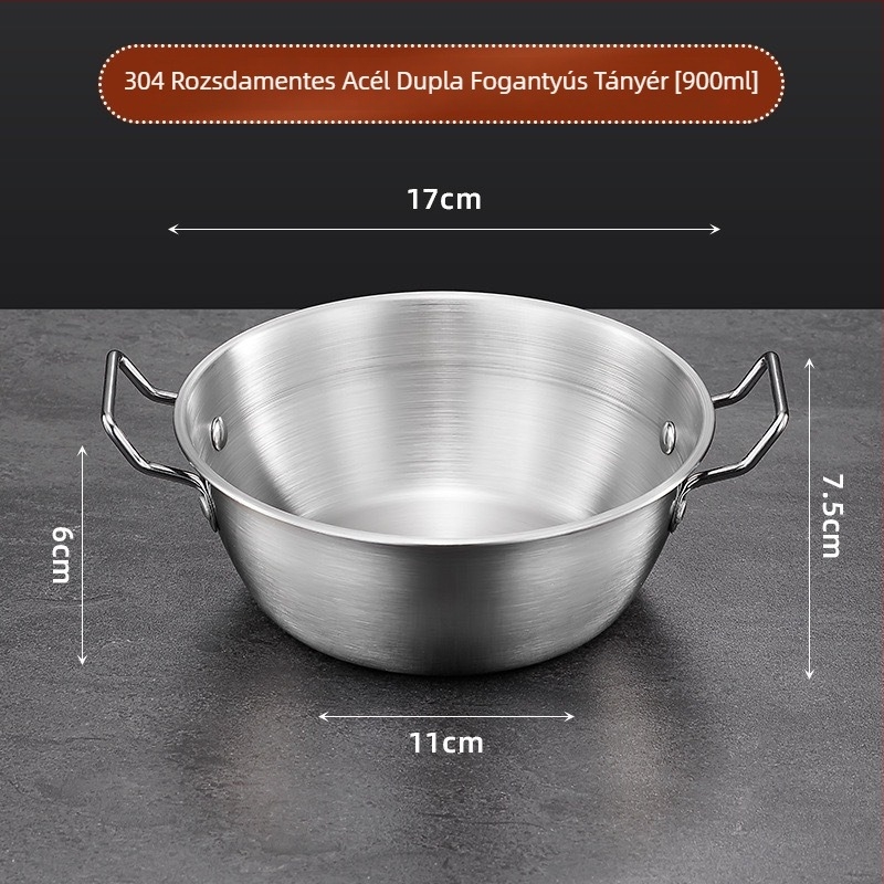 304 rozsdamentes acél instant tészta tál fedéllel, medve alakú dupla fogóval, kettős funkciójú, hordozható kollégiumi tál