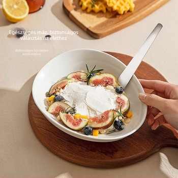 Kerámiás desszerttál, szabálytalan formájú, modern minimalist stílus, mikrohullámú sütőben használható, testreszabható, gyümölcssaláta, reggeli, joghurt
