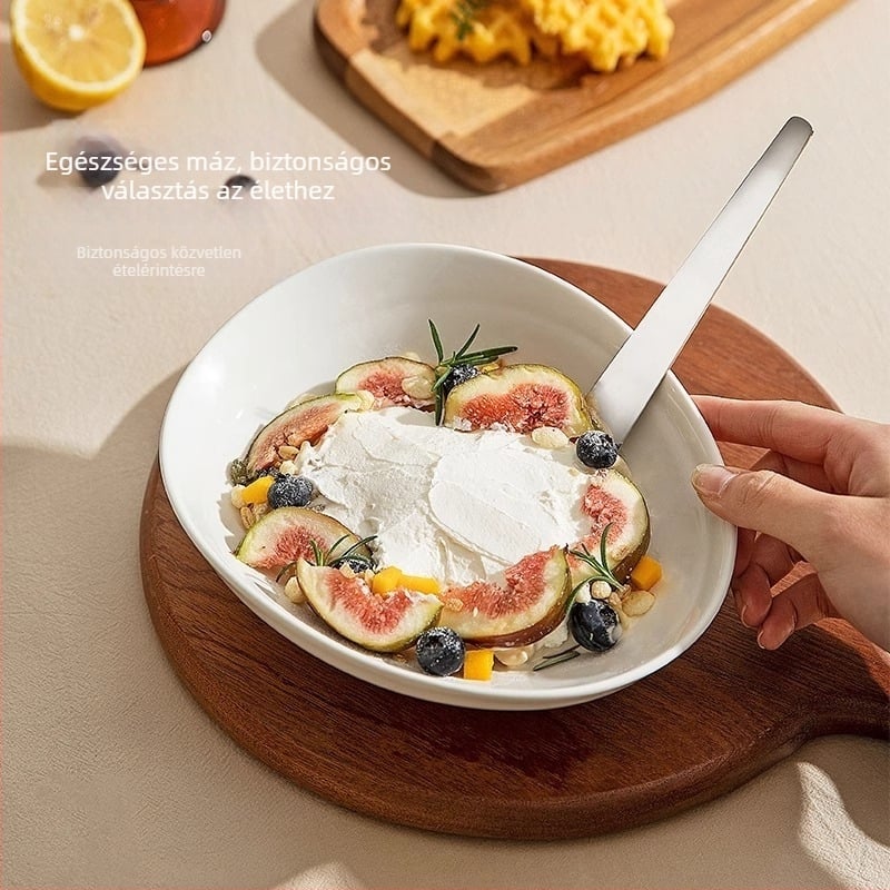 Kerámiás desszerttál, szabálytalan formájú, modern minimalist stílus, mikrohullámú sütőben használható, testreszabható, gyümölcssaláta, reggeli, joghurt