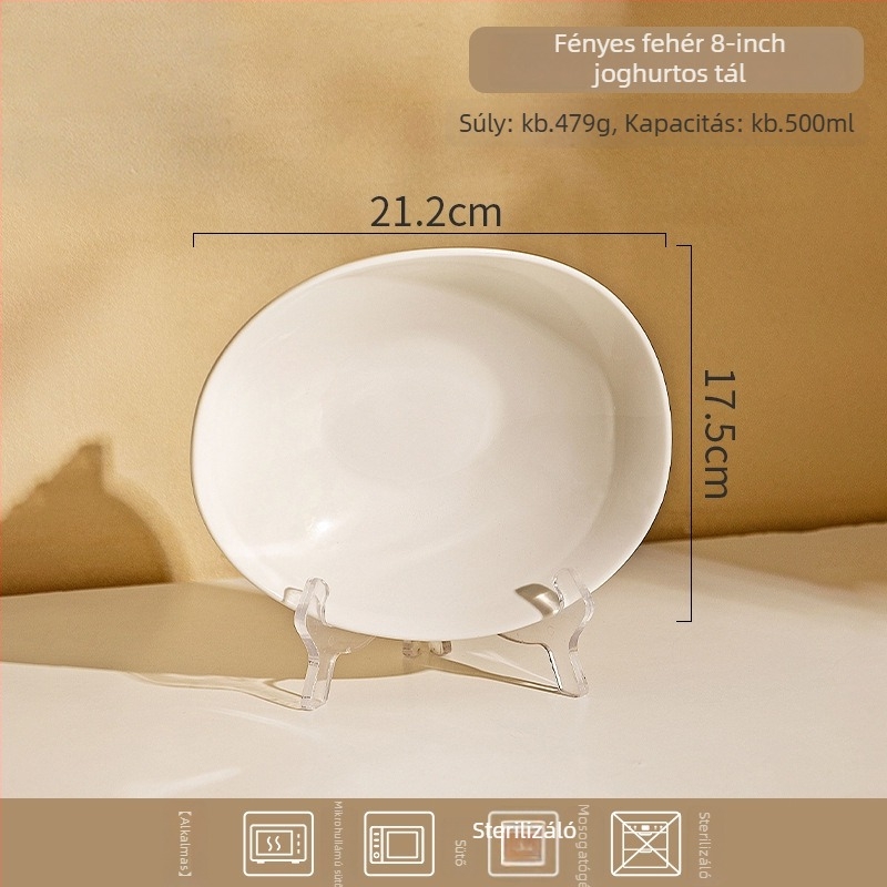 Kerámiás desszerttál, szabálytalan formájú, modern minimalist stílus, mikrohullámú sütőben használható, testreszabható, gyümölcssaláta, reggeli, joghurt