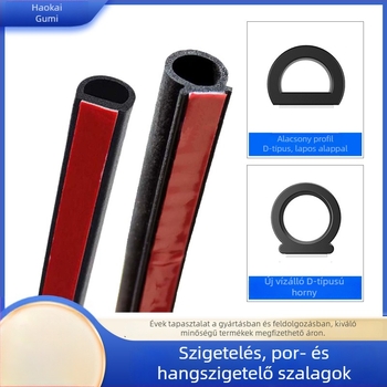 Haokai Univerzális gumitömítő szalag autóajtókhoz, D-típusú hornyokkal, öntapadós, vízálló, hangszigetelő