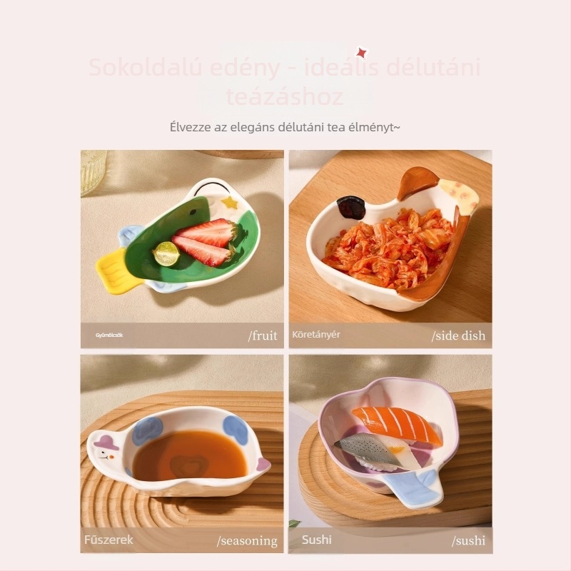 Kerámia Mártogató Tál - Egyedi forma, Rajzfilm mintázat, Aranyos stílus, Mikrohullámú sütőben használható