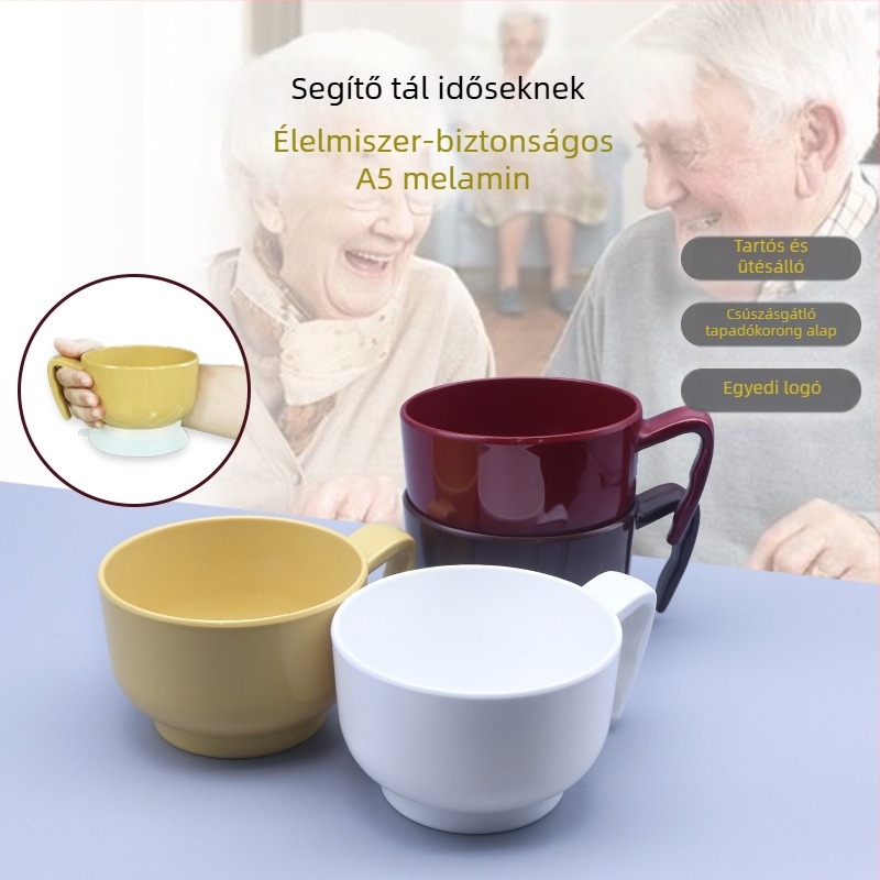 Jiaxin Segítő Evőedény, Fehér porcelánhatású melamin tál, prémium kiömlés elleni étkészlet időseknek