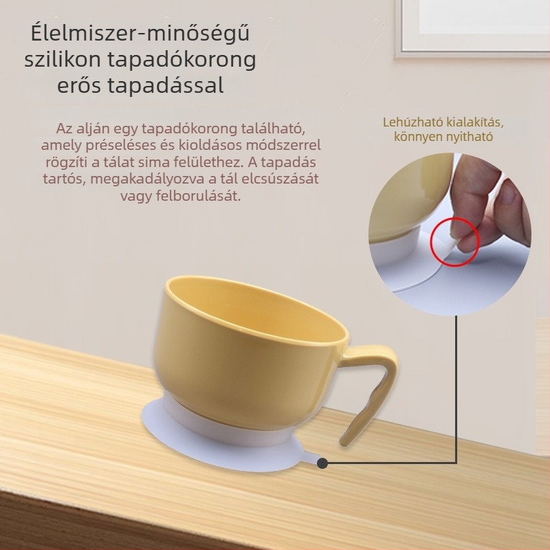 Jiaxin Segítő Evőedény, Fehér porcelánhatású melamin tál, prémium kiömlés elleni étkészlet időseknek