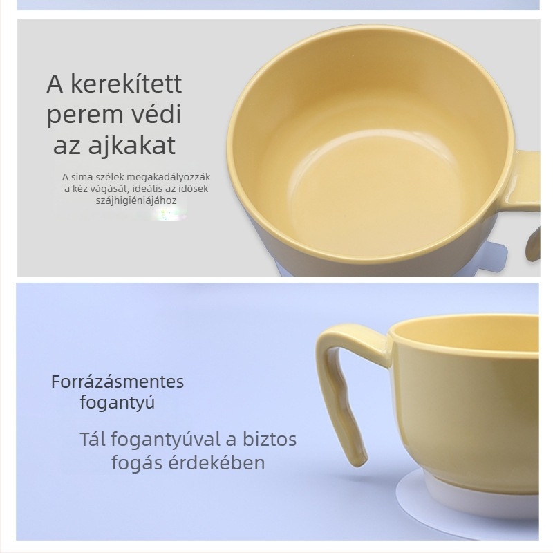 Jiaxin Segítő Evőedény, Fehér porcelánhatású melamin tál, prémium kiömlés elleni étkészlet időseknek
