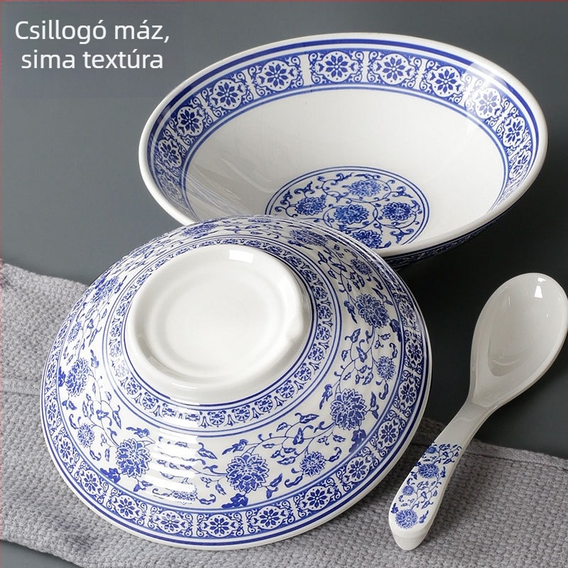 Melamin levesestál virágmintával, kör alakú, mikrosütőben nem használható, logónyomtatás és testreszabási lehetőség