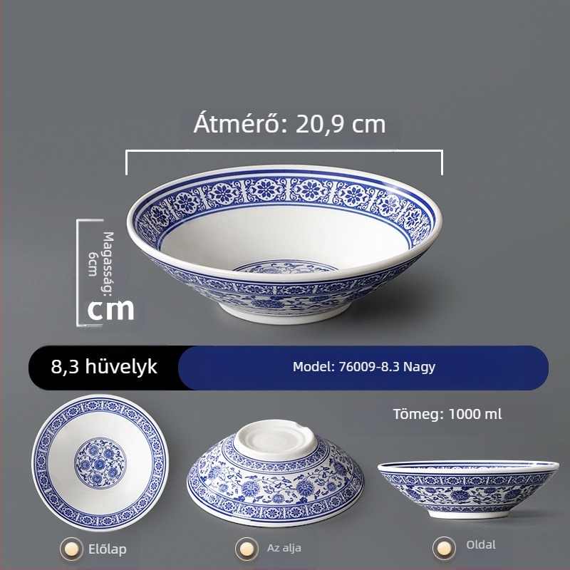 Melamin levesestál virágmintával, kör alakú, mikrosütőben nem használható, logónyomtatás és testreszabási lehetőség