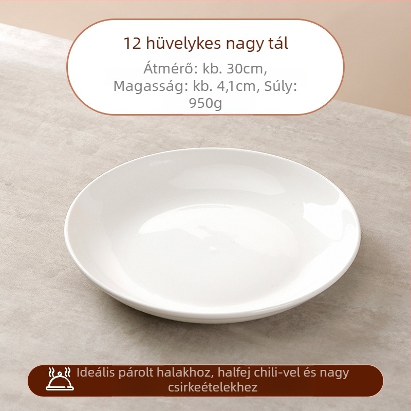 Porcelán kerek tál, aláglazúrozott felület, modern minimalista stílus, mikrohullámú sütőben használható, logó nyomtatás és testreszabás elérhető