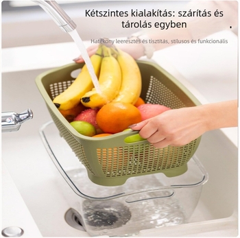 Műanyag lefolyó kosár gyümölcsök és zöldségek mosásához — multifunkcionális konyhai kosár Mori gaopai (2024-ben piacra dobva) (Anyag: Műanyag; Kategória: gyümölcskosár; Stílus: Modern egyszerű; Bevezetés éve: 2024)