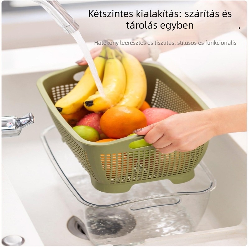 Műanyag lefolyó kosár gyümölcsök és zöldségek mosásához — multifunkcionális konyhai kosár Mori gaopai (2024-ben piacra dobva) (Anyag: Műanyag; Kategória: gyümölcskosár; Stílus: Modern egyszerű; Bevezetés éve: 2024)