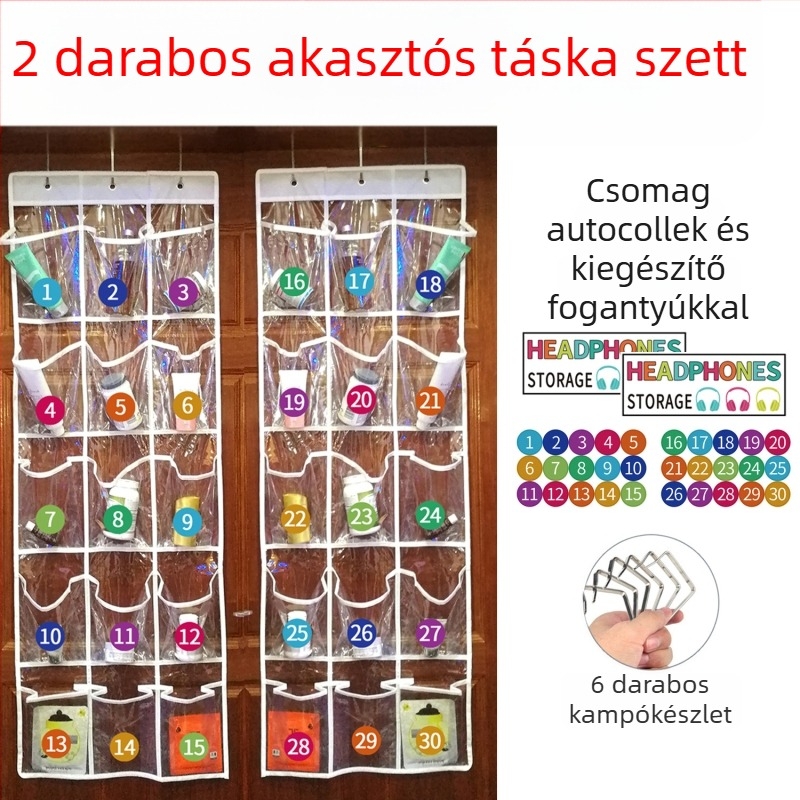 15 rekeszes függő tárolótáska, nemszőtt anyagból, falra szerelhető vagy az ajtóra akasztható, többfunkciós