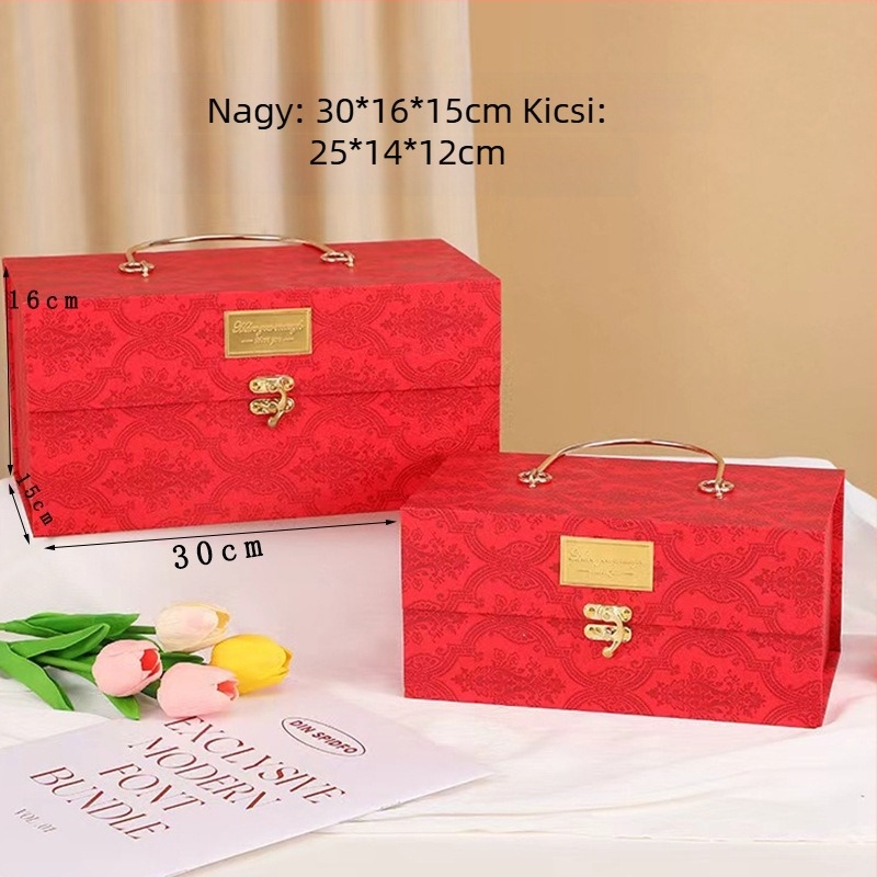 Yq márkájú vintage lila ajándéktoboz — aranyfólia, különleges papír, doboztípusok: kiállítás, ablakos, Ég és Föld fedél