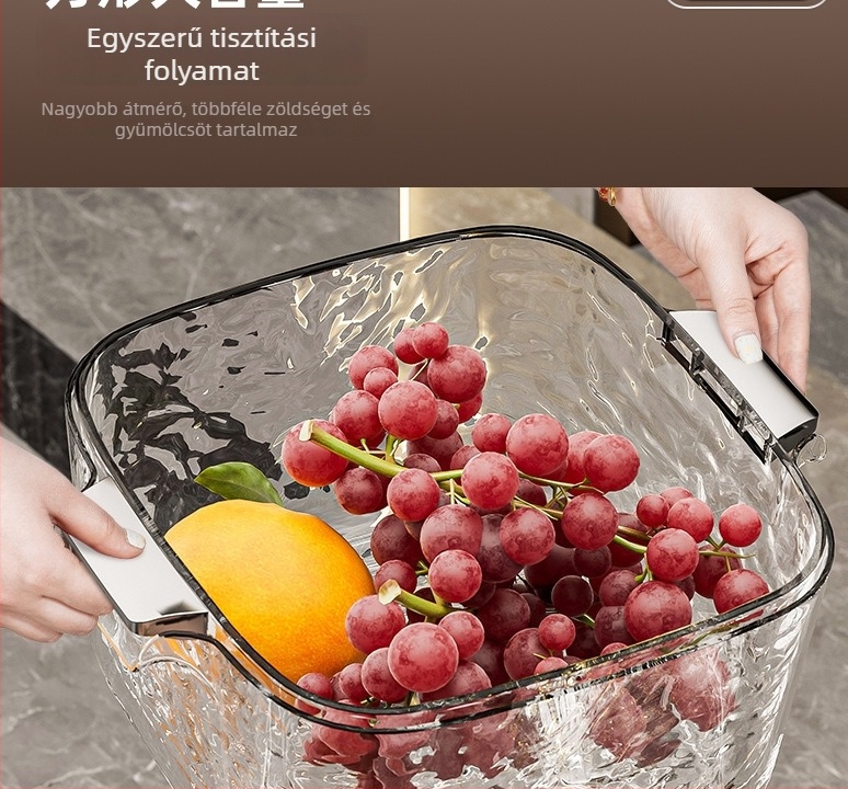 Chef jun Kétszintes műanyag gyümölcs- és zöldségmosó kosár leeresztővel, egyszerű stílus, 2024-ben bemutatva