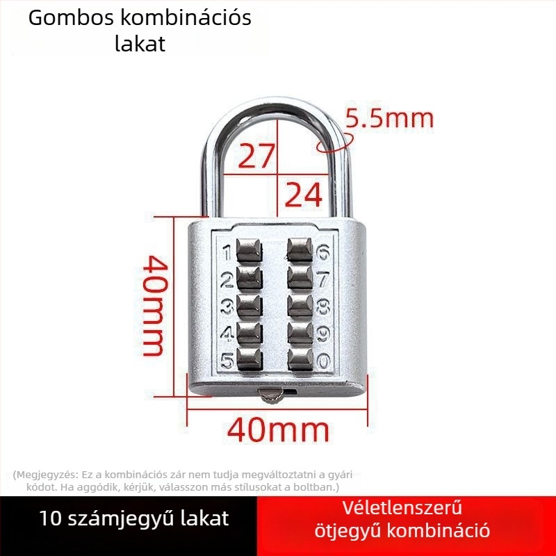 Kódzár, kis méretű zár poggyászhoz, szekrényekhez, kollégiumi fiókokhoz és hátizsákokhoz