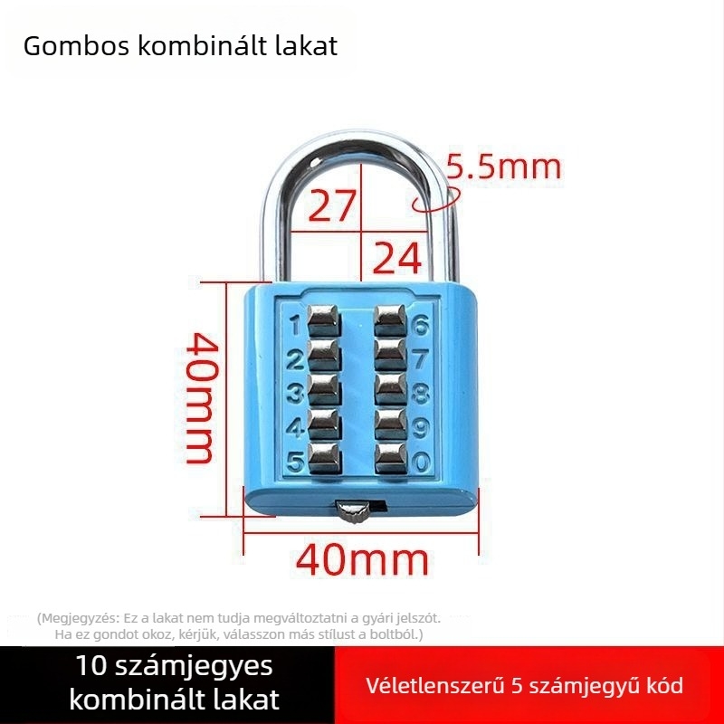 Kódzár, kis méretű zár poggyászhoz, szekrényekhez, kollégiumi fiókokhoz és hátizsákokhoz