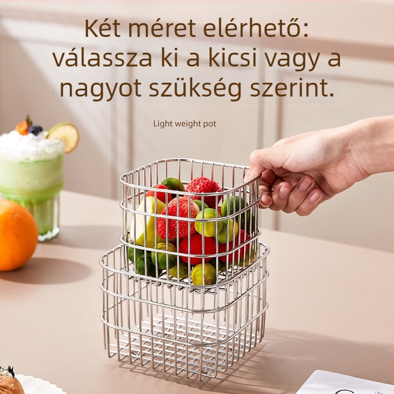 Rozsdamentes acélból készült tárolókosár, modell snl, gyümölcs és zöldség használatra, modern minimalist stílus