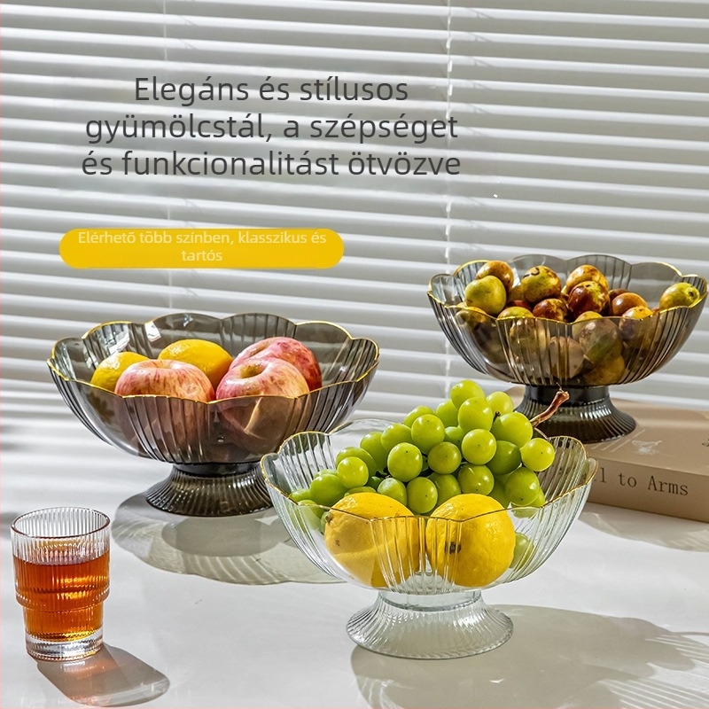 Műanyag gyümölcstál magas lábakkal, Yuechen Premium, könnyed luxus stílus, retro stílus