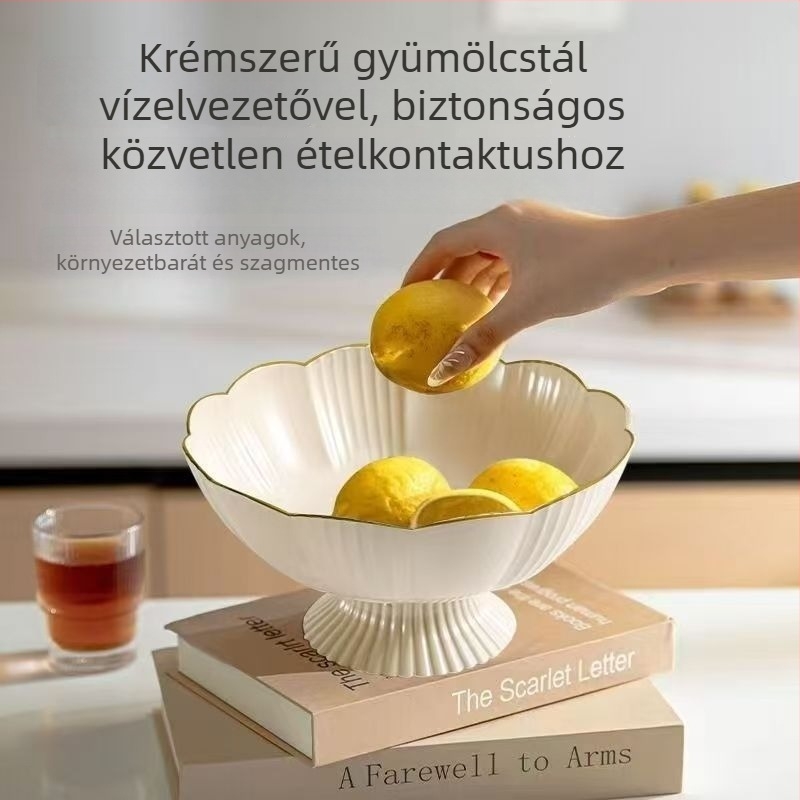 Műanyag gyümölcstál magas lábakkal, Yuechen Premium, könnyed luxus stílus, retro stílus