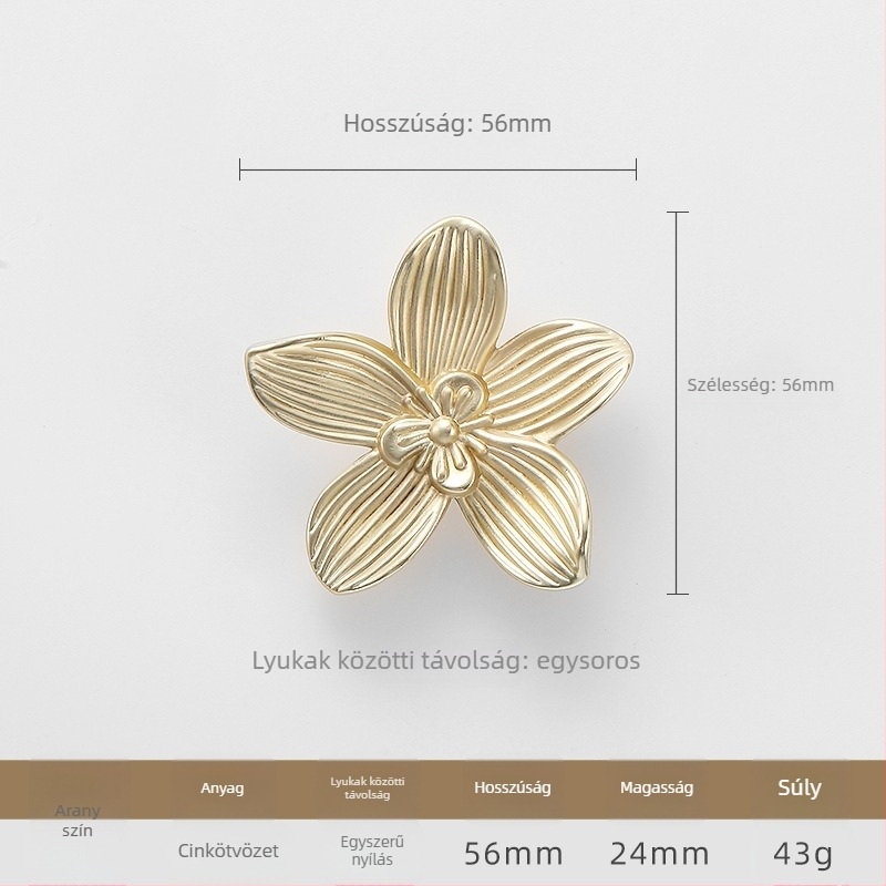 Imperial Seal Retrof Virág alakú egylyukú fogantyú szekrényhez és fiókhoz, modell 7129, cink ötvözet, elektrolit bevonat, új kínai stílus