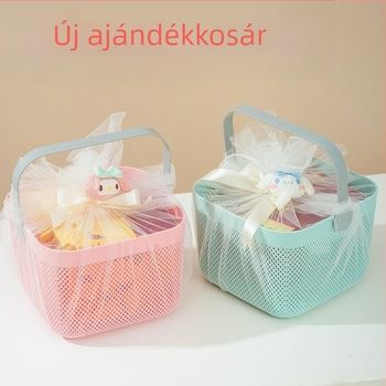 Kézi ajándék kosár — többfunkciós konyhai tárolókosár, PP anyag, modern minimalista stílus, modell: handheld gift basket, alkalmas gyümölcsökre és zöldségekre
