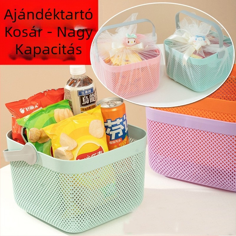 Kézi ajándék kosár — többfunkciós konyhai tárolókosár, PP anyag, modern minimalista stílus, modell: handheld gift basket, alkalmas gyümölcsökre és zöldségekre