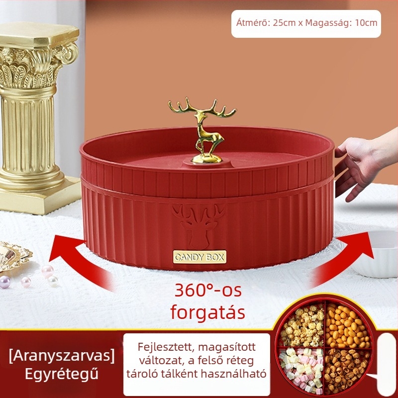 Műanyag forgó gyümölcstál fedéllel és elválasztóval, kétszintes vagy háromszintes — Yimai House