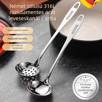 Hosszú nyeletű rozsdamentes acél leveskanál készlet forró fazék olajleválasztóval
