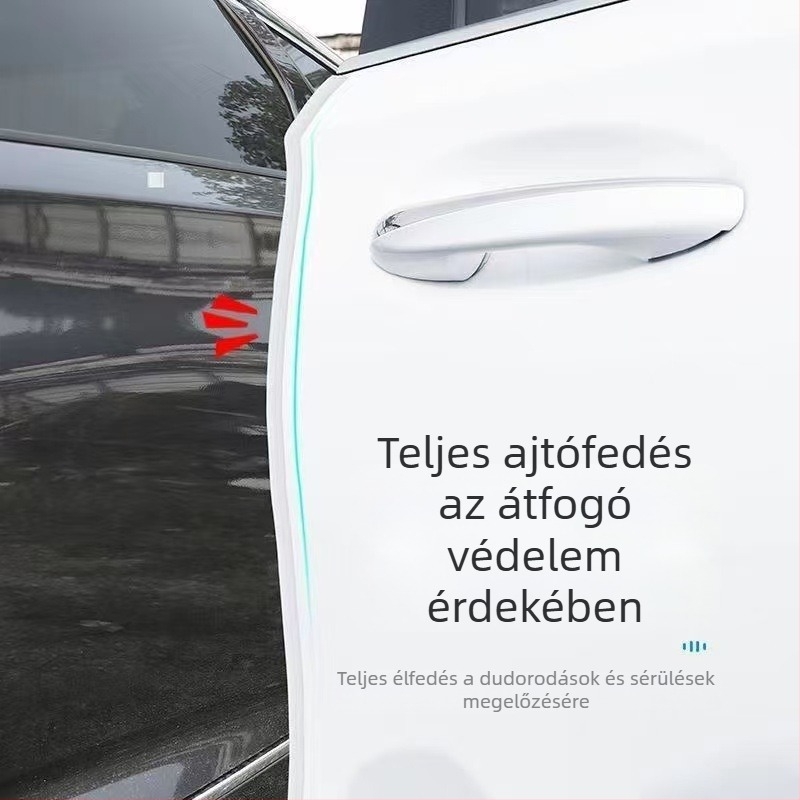 Autó ajtó ütközésvédő szalag – láthatatlan, átlátszó védő matrica az ajtó élére, PVC, elektroplatinált fényes felület, 5m/10m