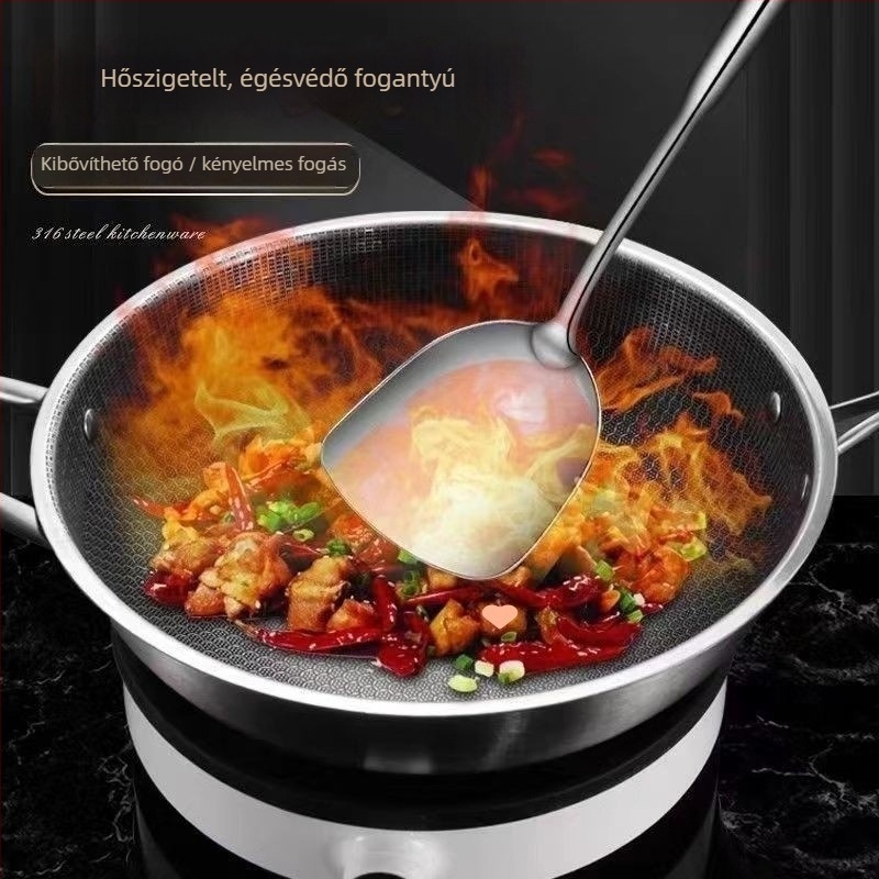 Rozsdamentes acél merőkanál és spatula készlet, egyrészes kivitel, égésvédő kialakítás, tapadásmentes konyhai eszköz