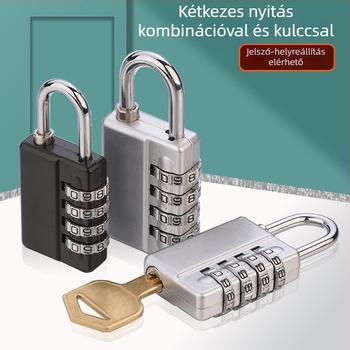 Cinkötvözetből készült szekrényzár számkódos és kulcsos nyitással, Modell: Kulcsos jelszó dupla nyitás, Rúd vastagsága 4, Rudak közötti távolság 14