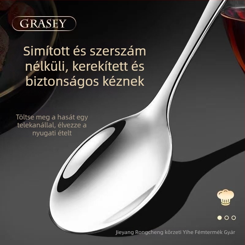 410 rozsdamentes acélból készült étkészlet felnőtteknek — tartalmaz teáskanál, kanál, villa, asztali kés és steak kés