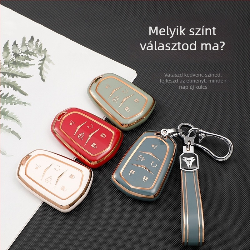 Cadillac TPU kulcstartó tok CT5, XT5, CT4, XT4, CT6, XT6, XTS, ATSL – egyszerű stílus, vákuumos bevonat